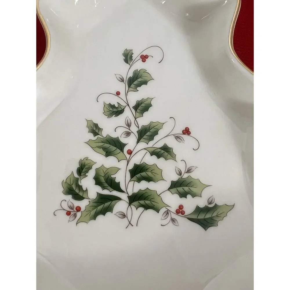 Home for the Holidays  Tree‎ Candy Dish Ivory w/ Gold  Christmas Tree Shape 2003